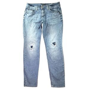 Silver Jeans Women 31/29 Boyfriend Stretch Grunge Whiskered Skate Y2K Patch Dist